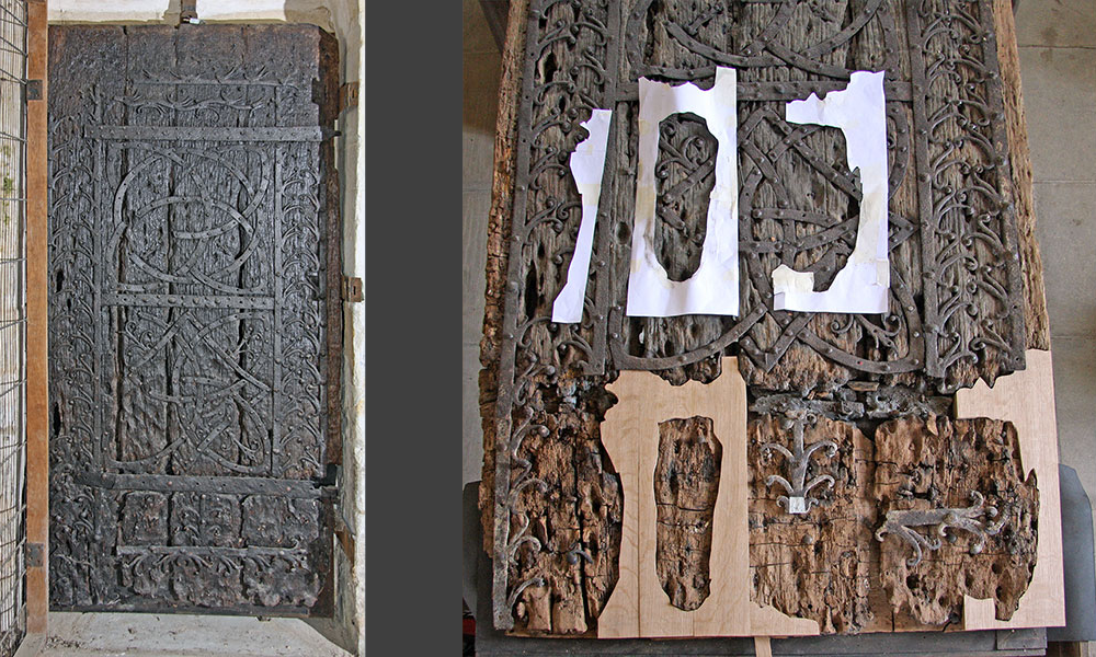 One of the most important early Norman doors in the country, exhibited at the Romanesque Exhibition in the Haywood Gallery in 1984. Recent dendrochronology confirms a date of circa 1150.