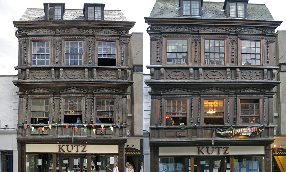 This rare survival of a panelled house front in Gloucester needed minor repair and protection against the elements.