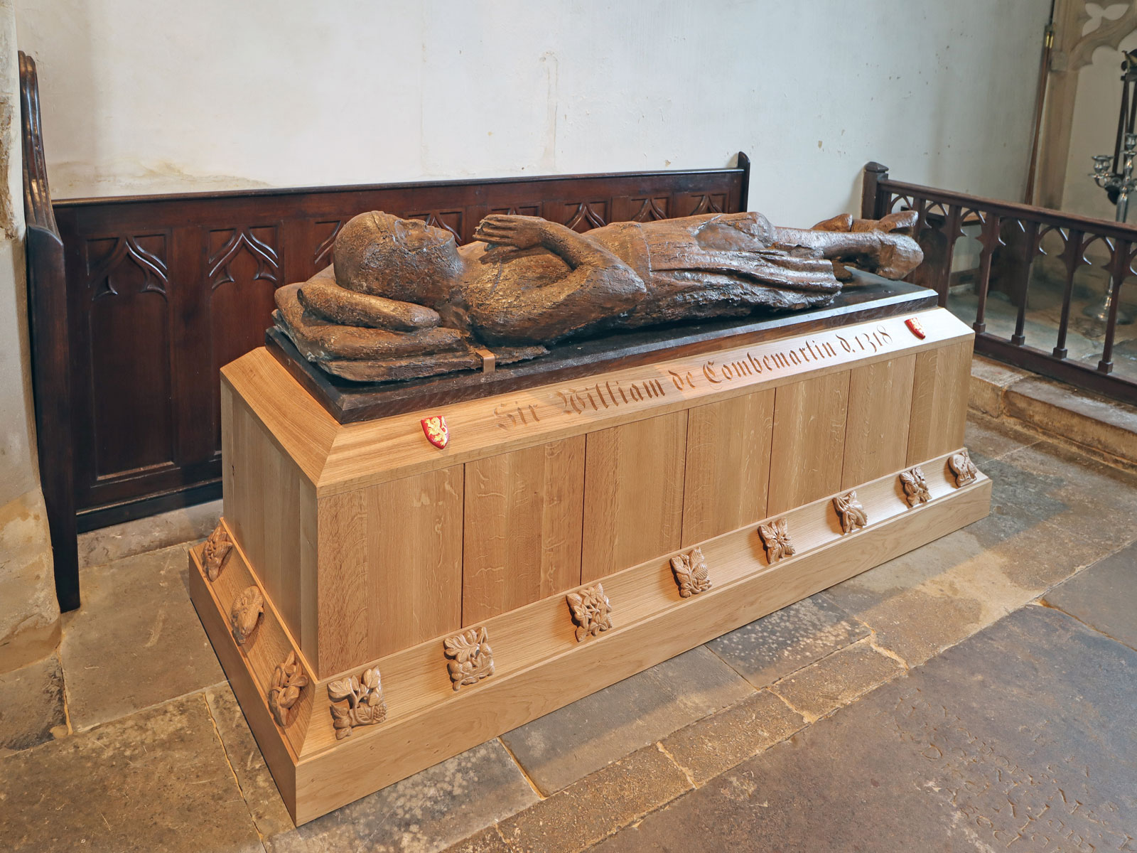 Timber effigy of a knight thought to be Sir William Combemartin at Alderton church Timber effigy of a knight thought to be Sir William Combemartin at Alderton church