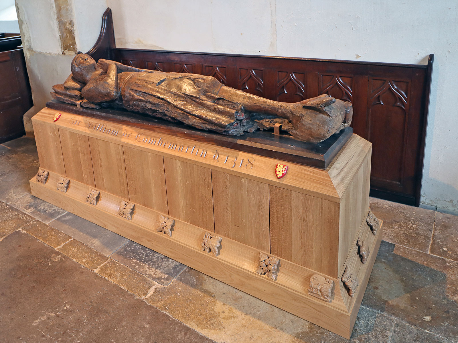 Timber effigy of a knight thought to be Sir William Combemartin at Alderton church Timber effigy of a knight thought to be Sir William Combemartin at Alderton church